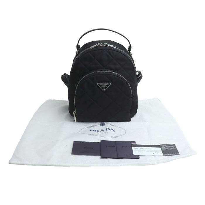 PRADA プラダ キルティング バックパック リュック・デイパック ブラック 1BZ066 2AS3 F0002 ミニリュック レディース【中古】