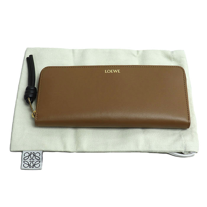 LOEWE ロエベ ノット ジップアラウンド ウォレット 長財布 ラウンドファスナー ブラウン CEM1G39X01 レディース【中古】【美品】