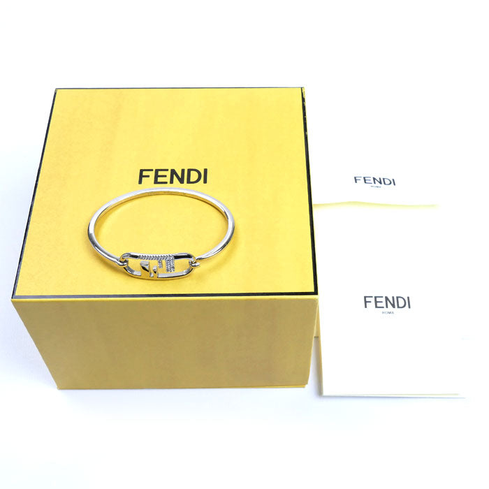 FENDI フェンディ ブラス オーロック バングル 8AH359A44GF089U M 13.2g ジルコン レディース【中古】