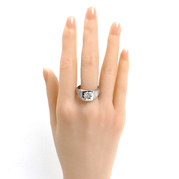 Pt900プラチナ ダイヤ 印台 リング・指輪 ダイヤモンド0.50ct 24号 13.8g メンズ【中古】【美品】
