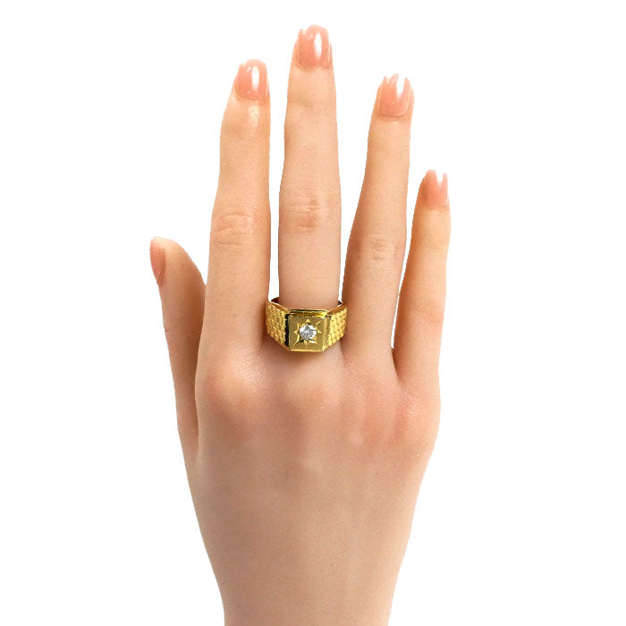 K18YG イエローゴールド ダイヤ リング・指輪 ダイヤモンド0.34ct 20号 14.7g メンズ【中古】