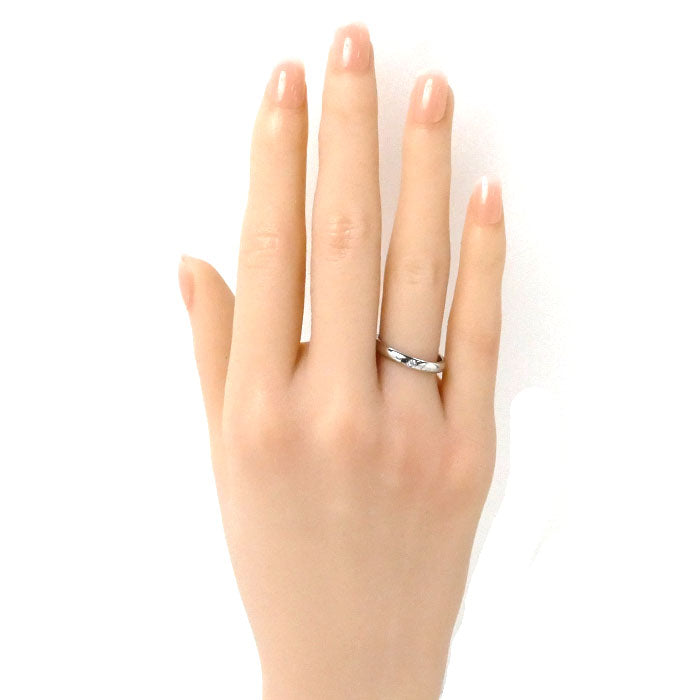 CARTIER カルティエ Pt950プラチナ エングレーブド 1Pダイヤ リング・指輪 B4232253 ダイヤモンド 12.5号 53 4.3g レディース【中古】【美品】
