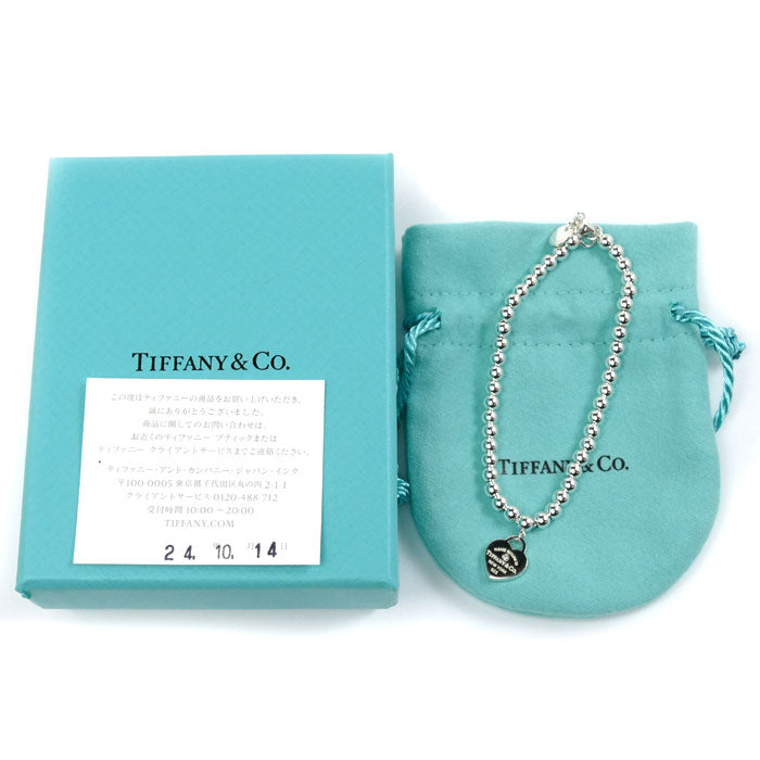 TIFFANY&Co. ティファニー シルバー925 リターントゥ ハート タグ ビーズ ブレスレット 69683746 ダイヤモンド 5.8g 17.5cm レディース【中古】【美品】