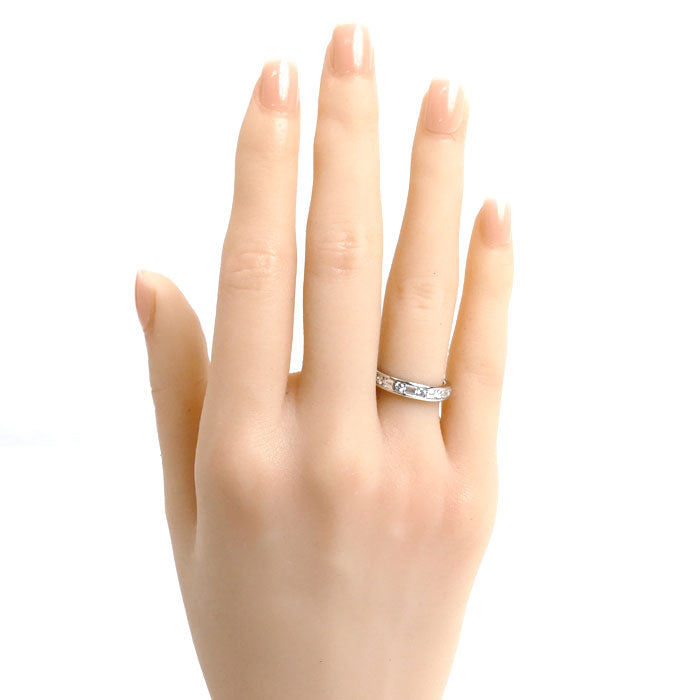 TIFFANY&Co. ティファニー Pt950プラチナ チャネルセッティング ハーフサークル ダイヤ リング・指輪 ダイヤモンド 9号 5.4g レディース【中古】【美品】