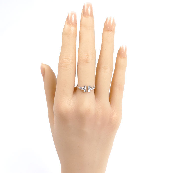 TIFFANY&Co. ティファニー K18WG ホワイトゴールド Tワイヤー リング・指輪 60147235 ダイヤモンド 10号 2.7g レディース【中古】【美品】