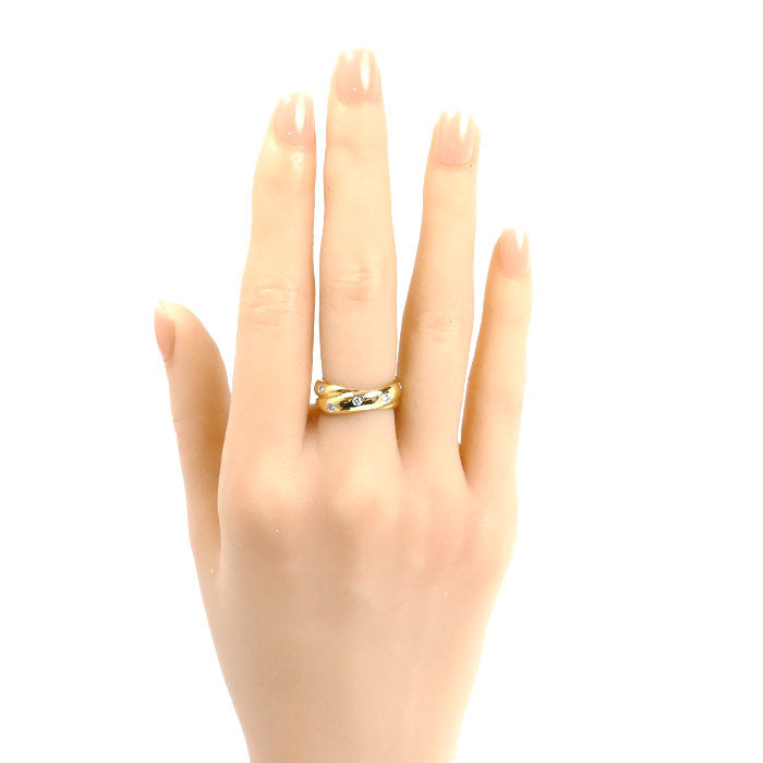 TIFFANY&Co. ティファニー K18YG イエローゴールド Pt950プラチナ ドッツ ツイスト ダイヤ リング・指輪 ダイヤモンド 9号 7.5g レディース【中古】【美品】