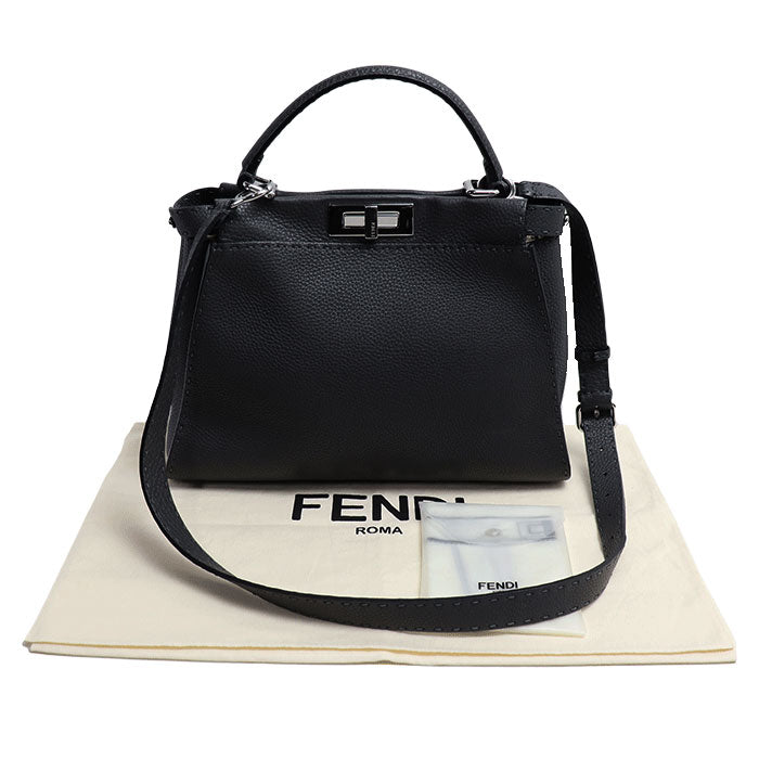 FENDI フェンディ セレリア ピーカブー レギュラー 2Wayショルダーバッグ グレー 8BN290 レディース【中古】【美品】