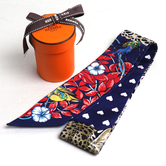 HERMES エルメス ツイリー Jungle Love Love スカーフ ブルー マルチ レディース【中古】【美品】