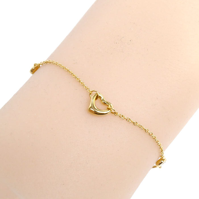 TIFFANY&Co. ティファニー K18PG ピンクゴールド バイザヤード オープンハート 2P ダイヤ ブレスレット 60149892 ダイヤモンド 1.9g 17cm レディース【中古】【美品】