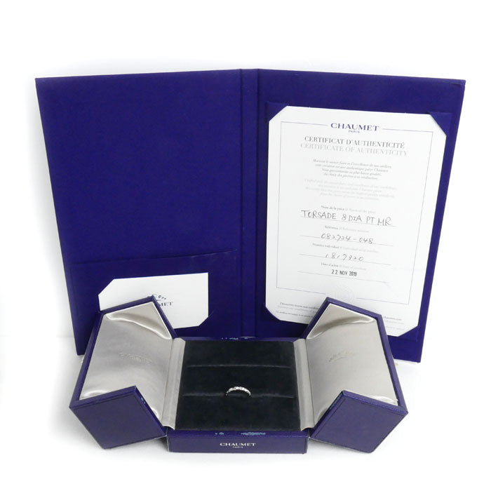 Chaumet ショーメ Pt950プラチナ トルサード 8P ダイヤ リング・指輪 082724-048 ダイヤモンド 8号 48 3.6g レディース【中古】【美品】