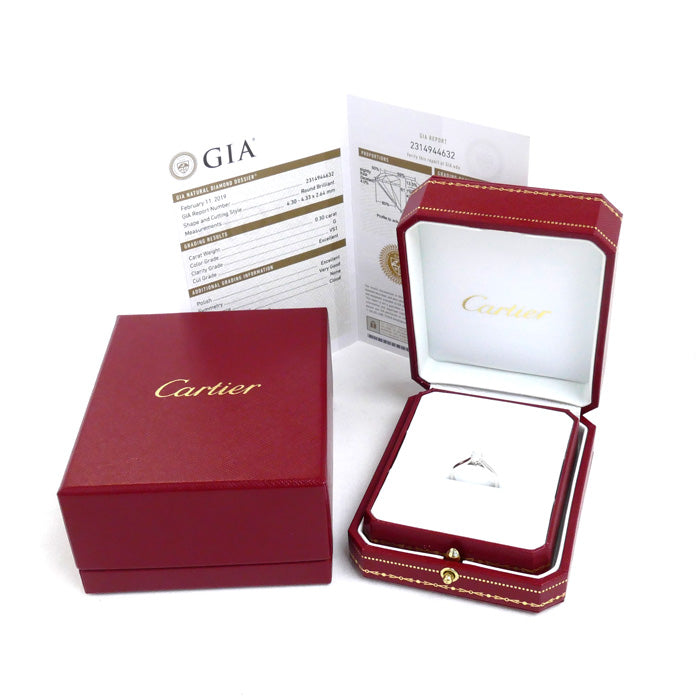 CARTIER カルティエ Pt950プラチナ ソリテール1895 リング・指輪 ダイヤモンド0.30ct 9号 49 3.4g レディース【中古】【美品】