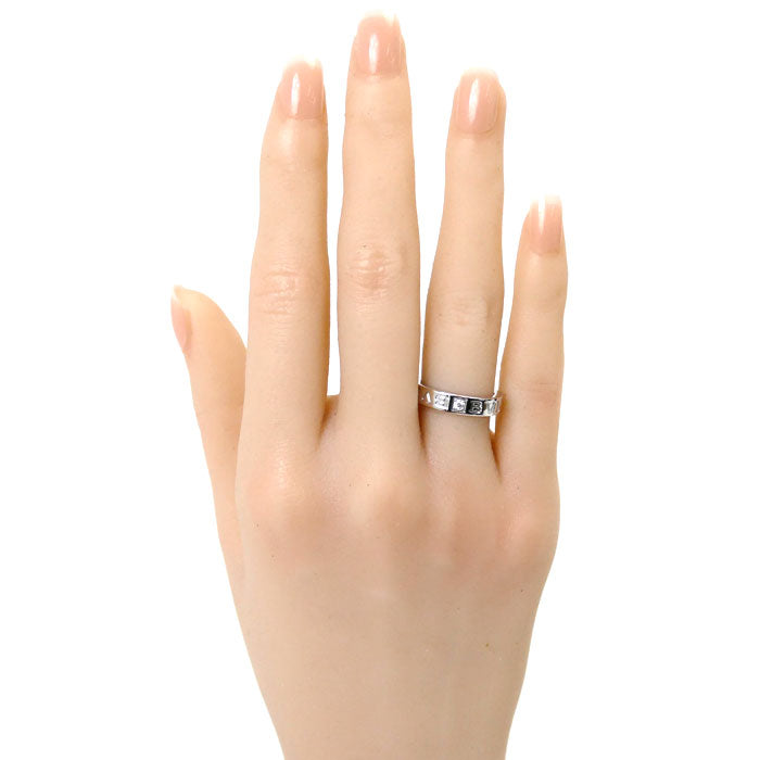 BVLGARI ブルガリ K18WG ホワイトゴールド ビー・ゼロワン エッセンシャル バンド 1PD リング・指輪 339982 ダイヤモンド 8.5号 6.2g レディース【中古】【美品】