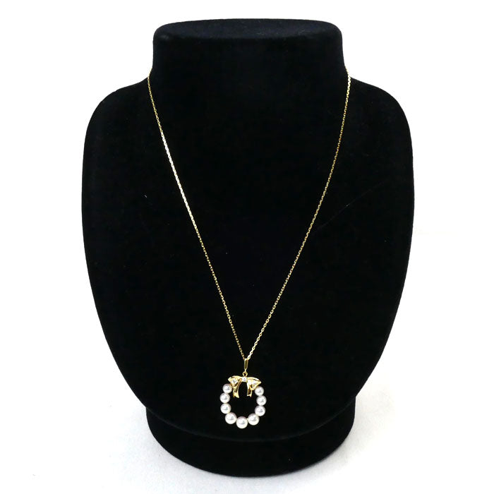 MIKIMOTO ミキモト K18YG イエローゴールド パール ダイヤ ネックレス パール約4.0~5.0mm ダイヤモンド 5.1g 40cm レディース【中古】【美品】