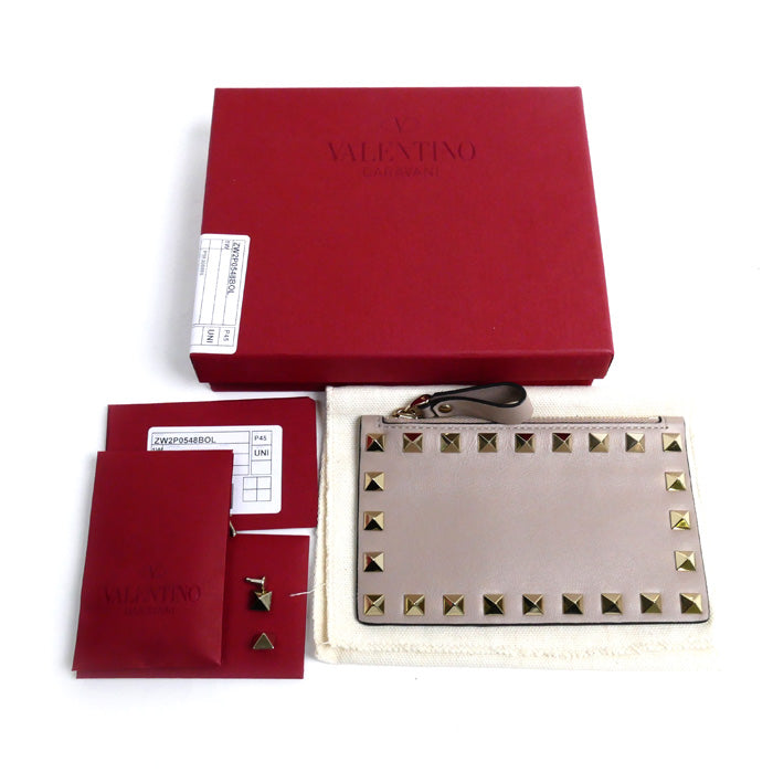 Valentino Garavani ヴァレンティノ・ガラヴァーニ スタッズ コインケース パープルベージュ系 ZW2P0548BOL レディース【中古】【美品】