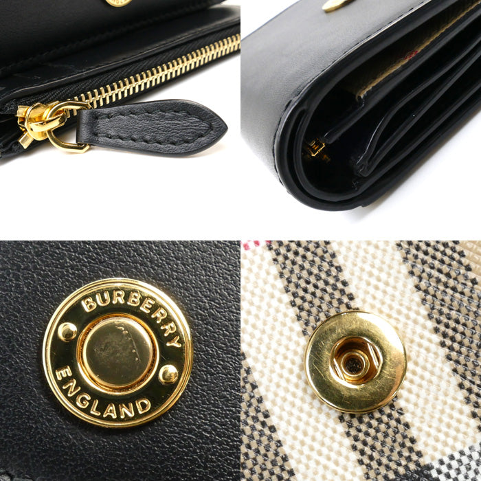BURBERRY バーバリー ランカスター 三つ折り財布 ブラック ベージュ 8057976 レディース【中古】