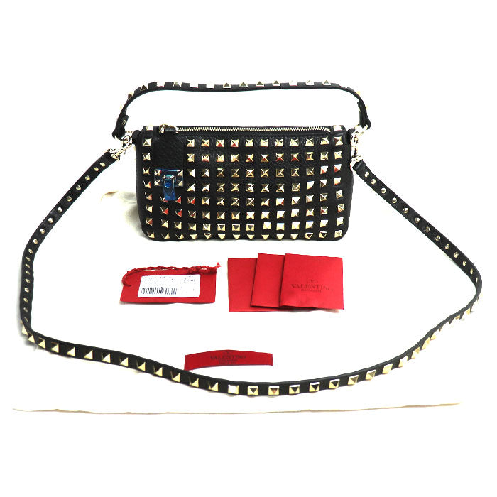 Valentino Garavani ヴァレンティノ・ガラヴァーニ ロックスタッズ 2Wayショルダーバッグ ブラック WW2B0J47VCB レディース【中古】【極美品】