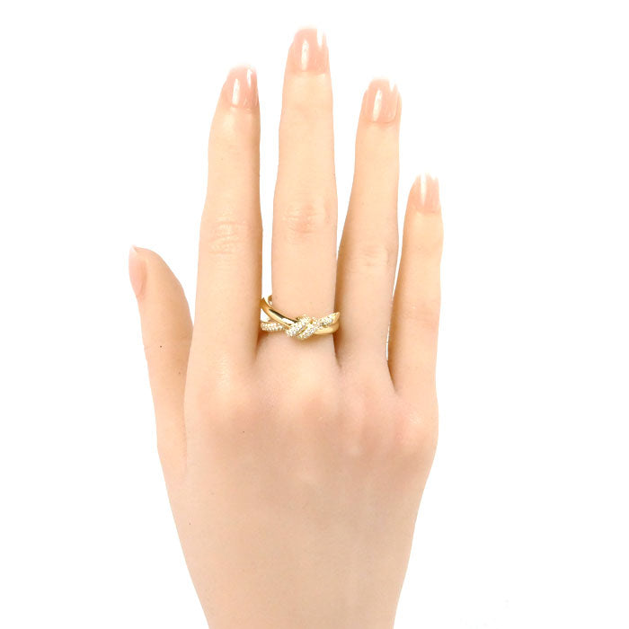TIFFANY&Co. ティファニー K18YG イエローゴールド ノット ダブル ロウ ダイヤ リング・指輪 ダイヤモンド0.31ct 12号 10.1g レディース【中古】