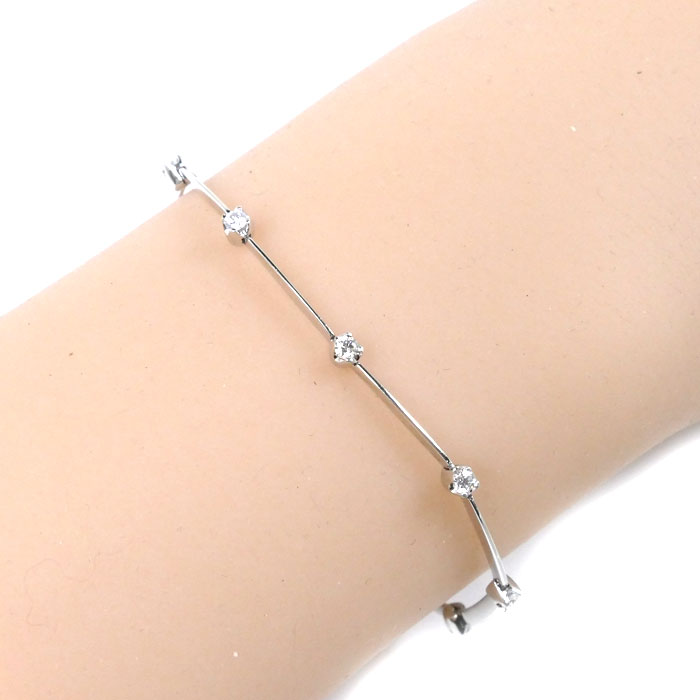 Vendome Aoyama ヴァンドーム青山 K18WG ホワイトゴールド ダイヤ ブレスレット ダイヤモンド0.31ct 4.4g 15.5~17.5cm レディース【中古】