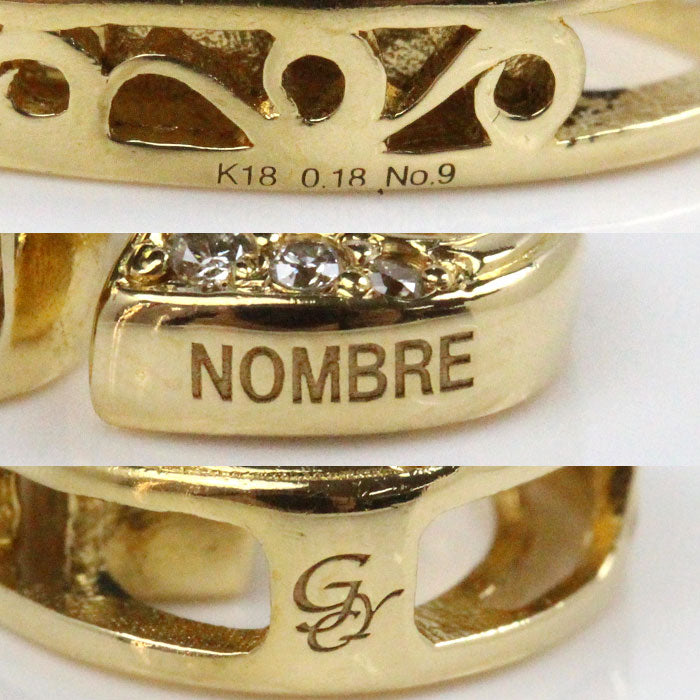 ゆきざき K18YG イエローゴールド NOMBRE ノンブル No.9 ペンダントトップ Y.NOMBRE.12.6.9.S ダイヤモンド0.18ct 2.6g ユニセックス【中古】