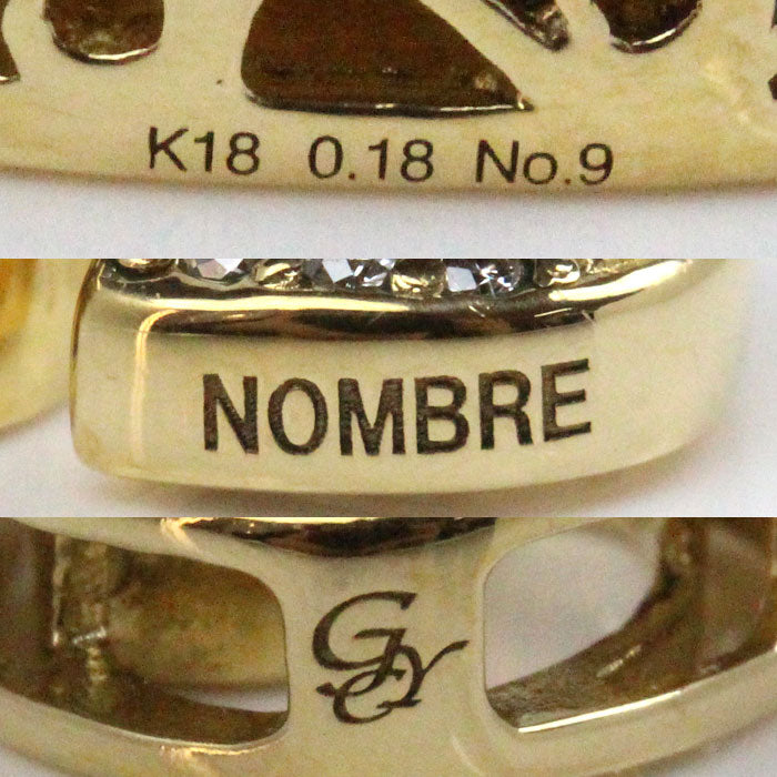 ゆきざき K18YG イエローゴールド NOMBRE ノンブル No.9 ペンダントトップ Y.NOMBRE.12.6.9.S ダイヤモンド0.18ct 2.7g ユニセックス【中古】