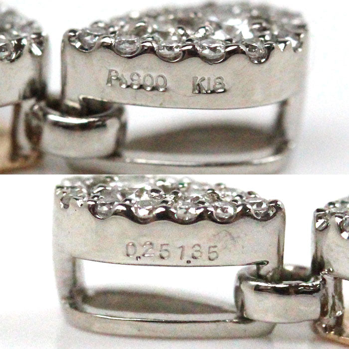 Pt900/K18PG ダイヤ ペンダントトップ ダイヤモンド0.25ct/1.35ct 7g ローズカット レディース【中古】【美品】