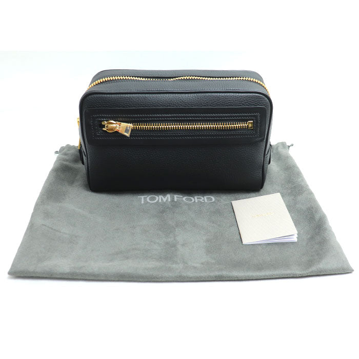 TOM FORD トムフォード シングルジップ ドップキット セカンドバッグ ブラック メンズ【中古】【極美品】