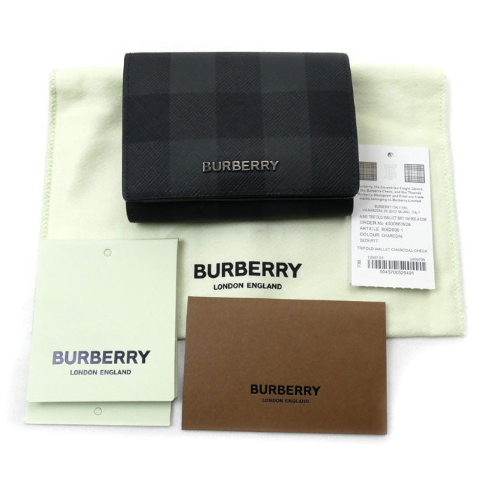 BURBERRY バーバリー 三つ折り財布 チャコールグレー 8062606/A1208 ユニセックス【中古】