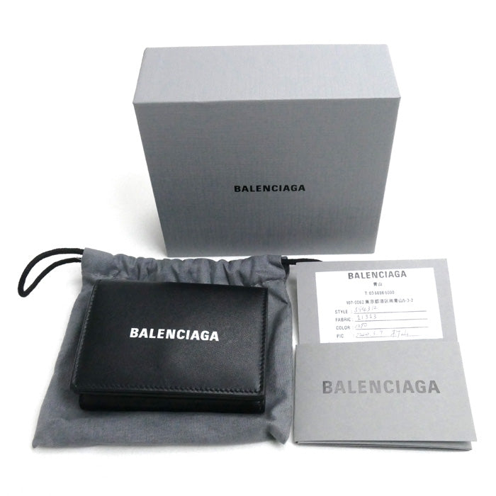 BALENCIAGA バレンシアガ エブリデイ 三つ折り財布 ブラック 594312 レディース【中古】