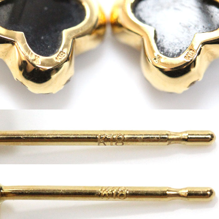 Vendome Aoyama ヴァンドーム青山 K18YG イエローゴールド ブラックカルセドニー ダイヤ ピアス AGVA1117__OC カルセドニー 1.8g レディース【中古】