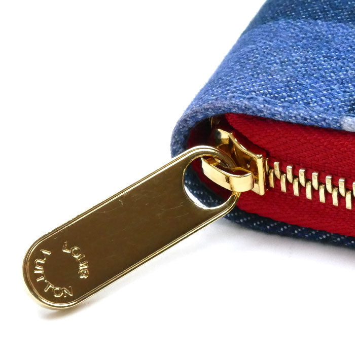 LOUIS VUITTON ルイ・ヴィトン ジッピーウォレット パッチワーク 長財布 ラウンドファスナー ブルー レッド M44938 CA0250 レディース【中古】【美品】