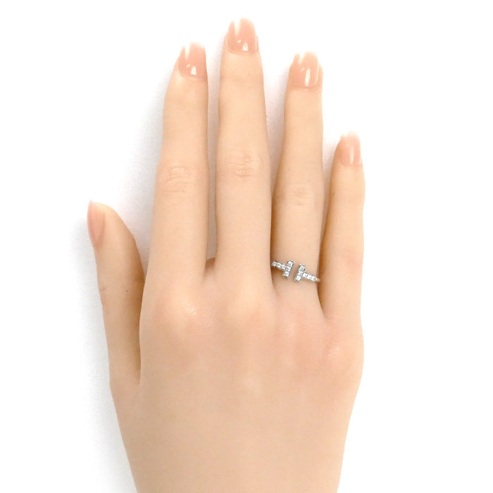 TIFFANY&Co. ティファニー K18WG ホワイトゴールド Tワイヤー ダイヤ リング・指輪 60147237 ダイヤモンド 8号 2.3g レディース【中古】【美品】