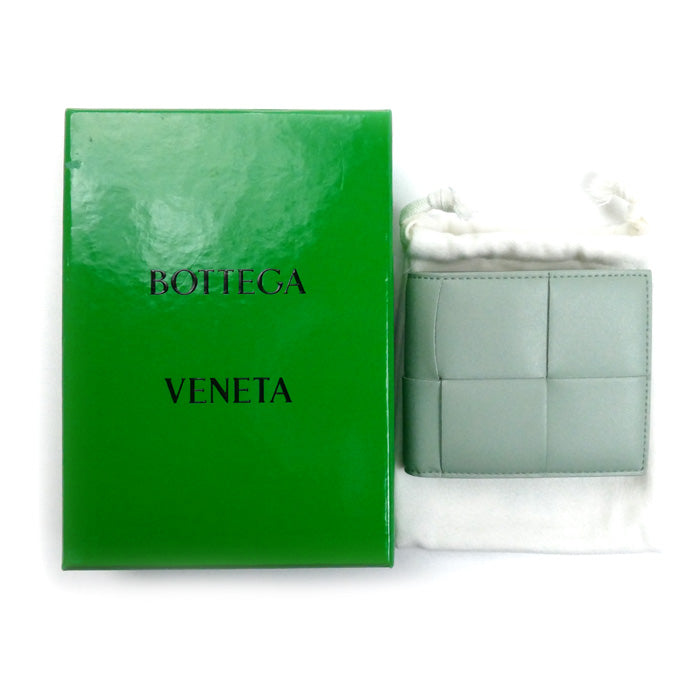 BOTTEGAVENETA ボッテガヴェネタ マキシイントレチャート カセット 二つ折り財布 セージ 649605 ユニセックス【中古】【美品】