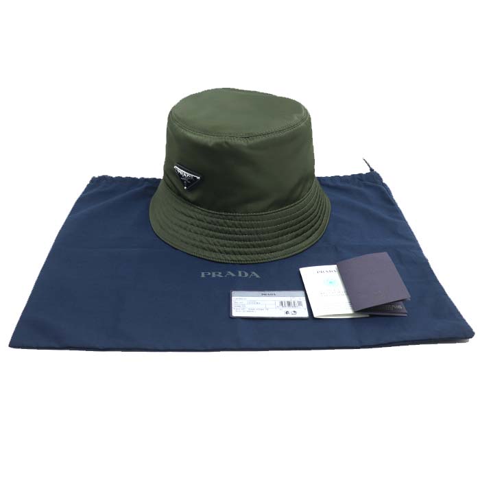PRADA プラダ Re Nylon バケットハット ハット カーキ 2HC137 2DMI F0244 L ユニセックス【中古】【美品】