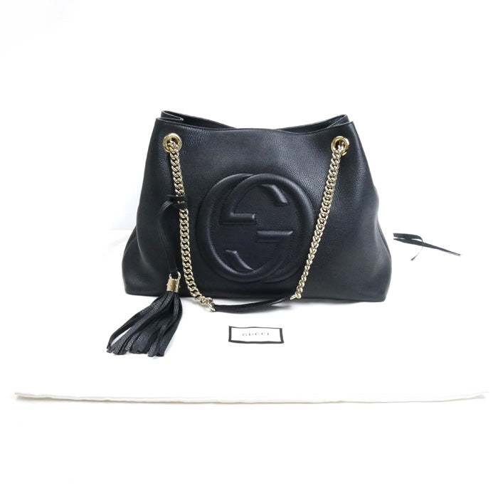 GUCCI グッチ ソーホー インターロッキングG トートバッグ ブラック 536196 チェーンショルダー アウトレット レディース【中古】