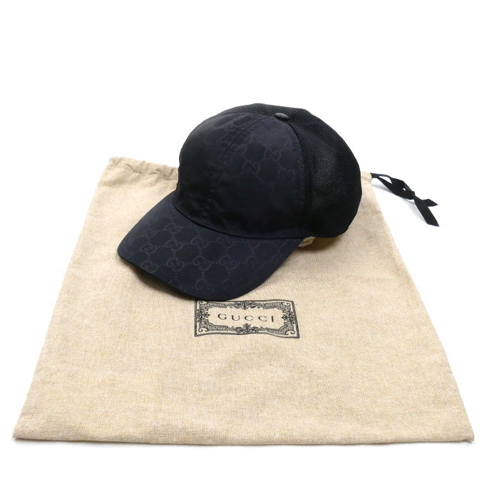 GUCCI グッチ GGスプリーム キャップ ブラック 510950 4HD47 L レディース【中古】【美品】