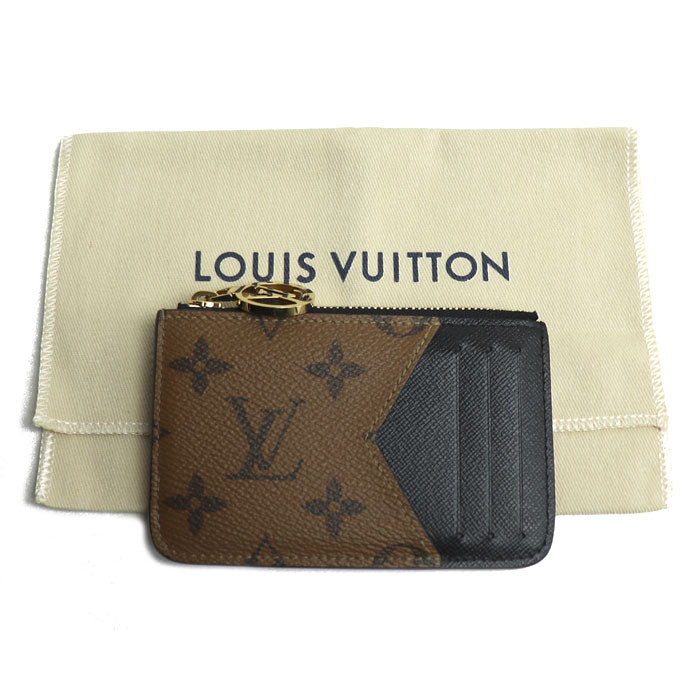 LOUIS VUITTON ルイ・ヴィトン ポルト カルト ロミー コインケース モノグラム リバース ノワール×ブラウン M81912 ICチップ レディース【中古】