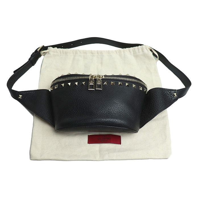 Valentino Garavani ヴァレンティノ・ガラヴァーニ ロックスタッズ ボディバッグ ブラック RW2B0D15 ユニセックス【中古】