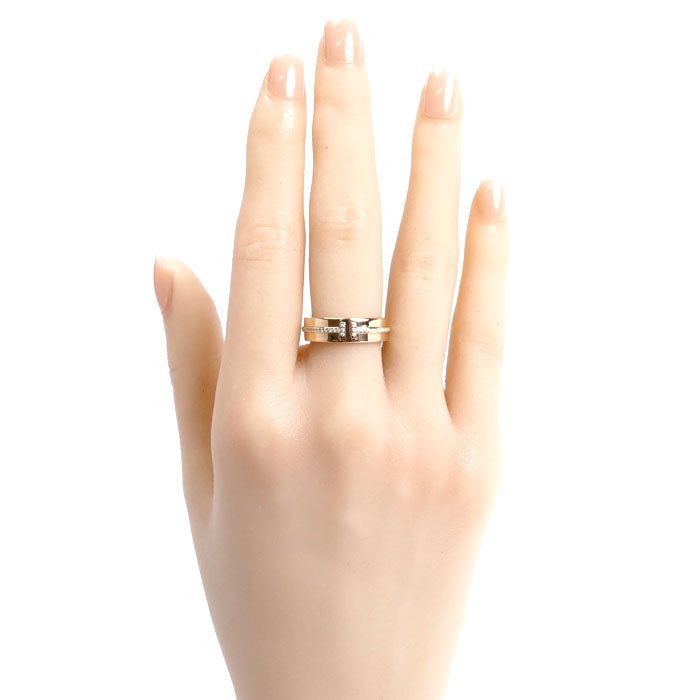 TIFFANY&Co. ティファニー K18PG ピンクゴールド T TWOナロー ダイヤ ワイド リング・指輪 60151035 ダイヤモンド 13号 7.1g レディース【中古】【美品】