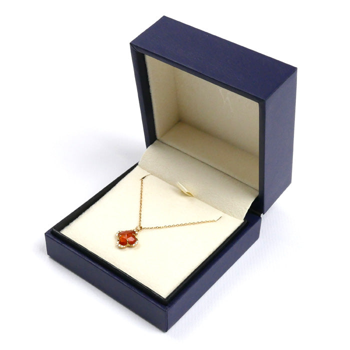 Vendome Aoyama ヴァンドーム青山 K18YG イエローゴールド フラワーモチーフ カーネリアン ネックレス 2.0g 40cm レディース【中古】