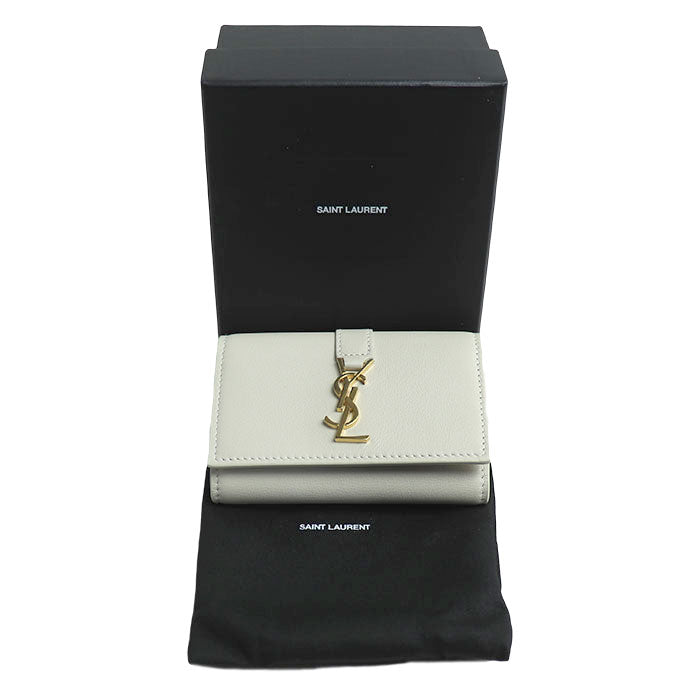 SAINT LAURENT サンローラン キーケース YSLライン アイボリー CFP613334 レディース【中古】【美品】