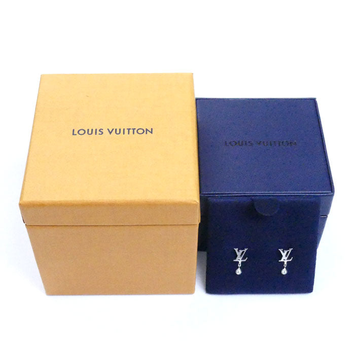 LOUIS VUITTON ルイ・ヴィトン K18WG ホワイトゴールド ピュス イディール ブロッサム LV ダイヤ ピアス Q96544 ダイヤモンド 2.2g セット レディース【中古】【美品】