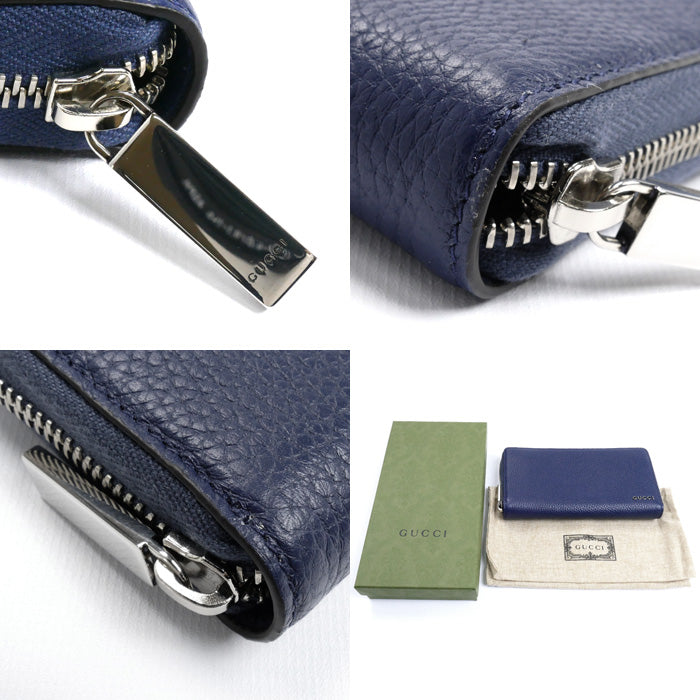 GUCCI グッチ ラウンドジップウォレット 長財布 ネイビー 771154 AABXM 4236 メンズ【中古】【美品】