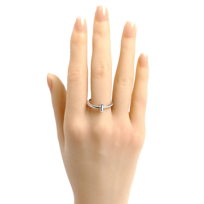 TIFFANY&Co. ティファニー K18WG ホワイトゴールド Tワン ナロー ダイヤ リング・指輪 67795679 ダイヤモンド 18号 4.1g レディース【中古】【美品】