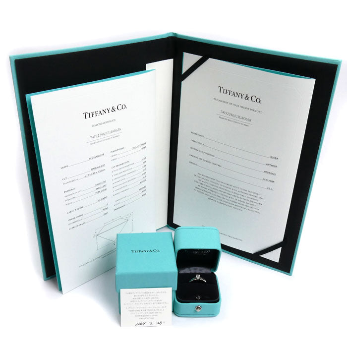 TIFFANY&Co. ティファニー Pt950プラチナ エメラルドカットダイヤ リング・指輪 ダイヤモンド0.41ct 10.5号 3.1g レディース【中古】【美品】