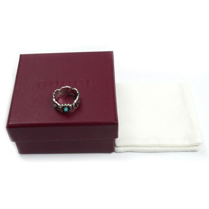 GUCCI グッチ シルバー925 ダブルG マザーオブパール リング リング・指輪 527394 J8474 8517 ブルートパーズ 14号 4.2g レディース【中古】