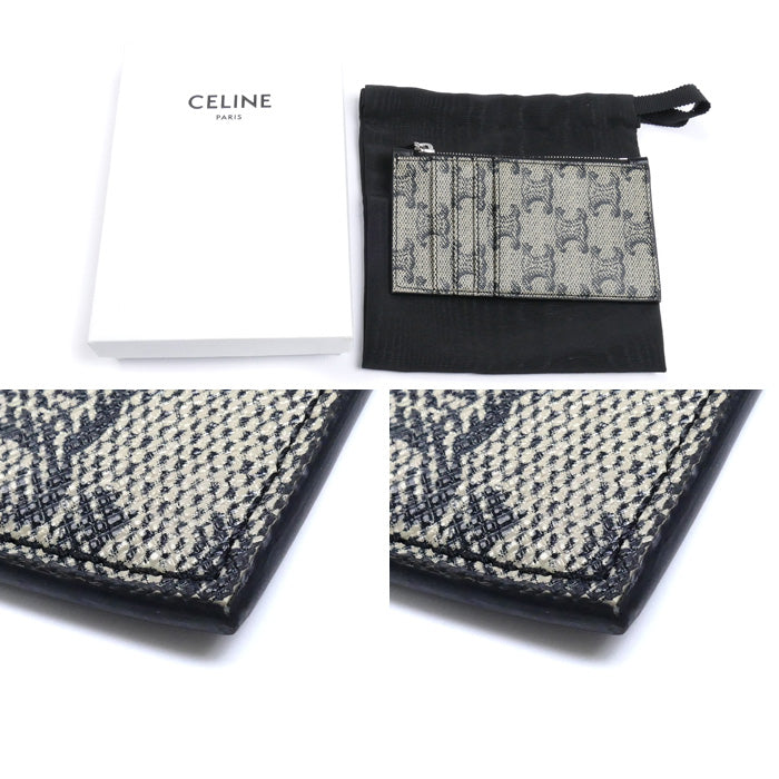CELINE セリーヌ トリオンフ コインケース ブラック×ベージュ 10B682GC3.02SI カードケース レディース【中古】【美品】