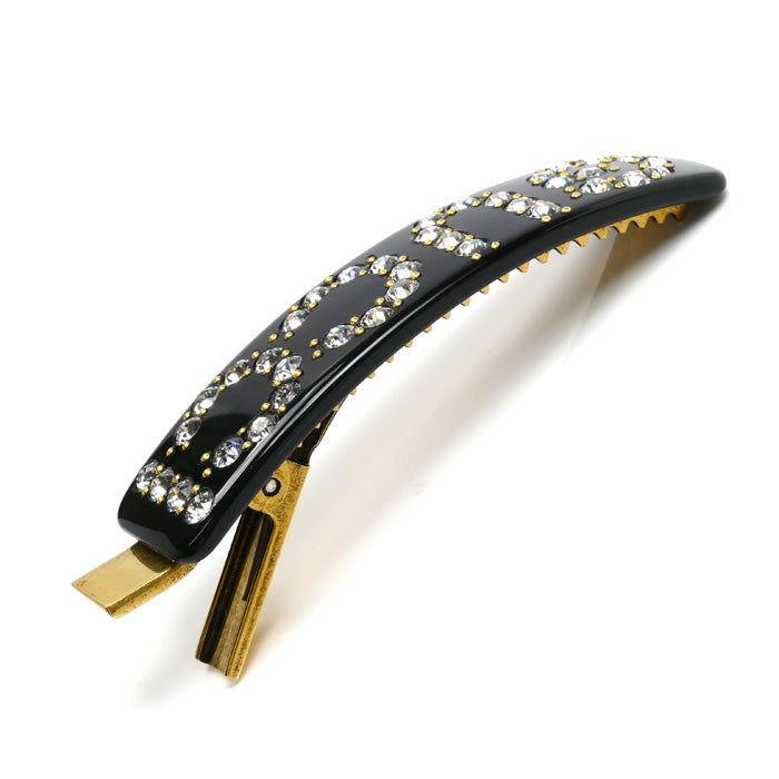 GUCCI グッチ アクリル ラインストーン ロゴ ヘアクリップ レジン ヘアアクセサリー 513986 I4772 8519 レディース【中古】