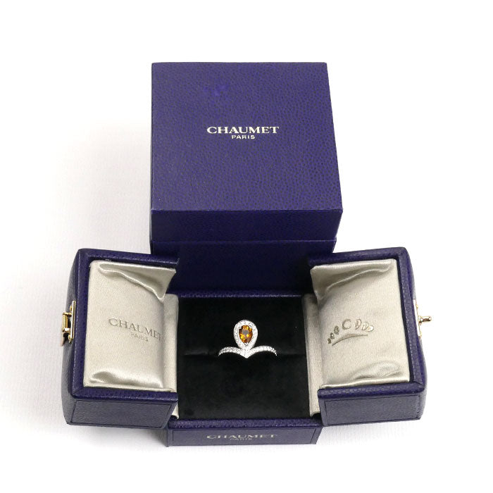 Chaumet ショーメ K18WG ホワイトゴールド ジョゼフィーヌ エグレット シトリン ダイヤ リング・指輪 シトリン ダイヤモンド 14号 54 5.3g レディース【中古】【美品】