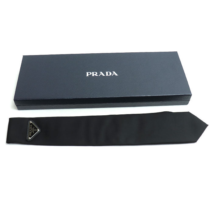 PRADA プラダ Re-Nylon ギャバジン ネクタイ ブラック UCR77 1WQ8 F0002 S 202 メンズ【中古】【美品】