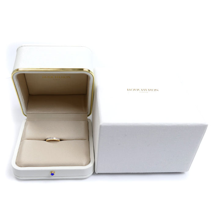 Boucheron ブシュロン K18YG/K18WG キャトル ラディアント ハーフ フルパヴェ リング・指輪 JAL00134 9号 49 3.1g レディース【中古】【美品】